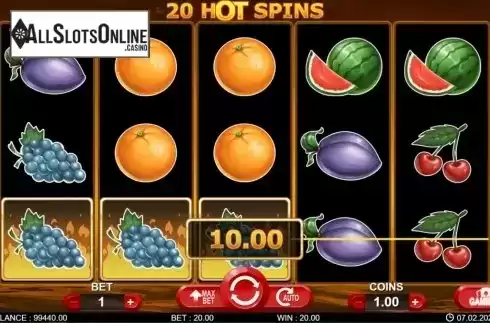 Win screen 1. 20 Hot Spins from 7mojos