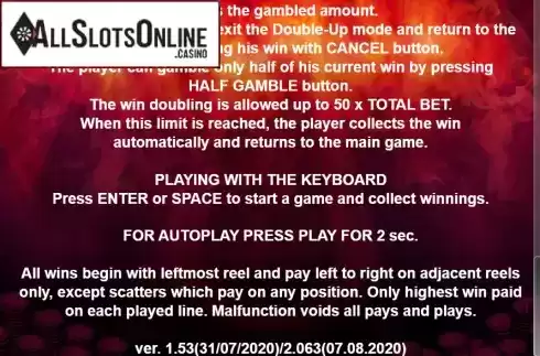 Paytable 4. 40 Mega Slot from Casino Technology