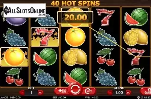 Win screen 3. 40 Hot Spins from 7mojos