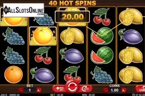 Win screen 1. 40 Hot Spins from 7mojos