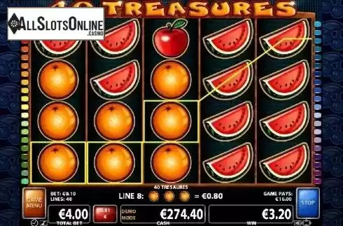 Win Screen 1. 40 Treasures from Casino Technology