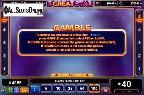 Gamble. 5 Great Star from EGT