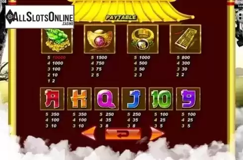 Paytable. 5 Fortune SA from Spadegaming