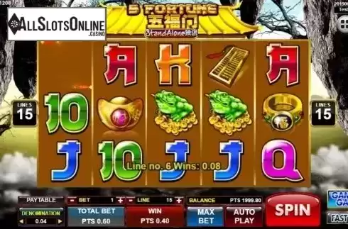 Win Screen. 5 Fortune SA from Spadegaming