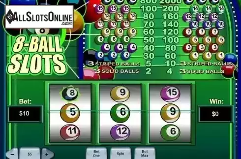 Reels screen. 8 Ball Slots from Playtech