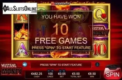 Freespins win. Mustang Money from Ainsworth