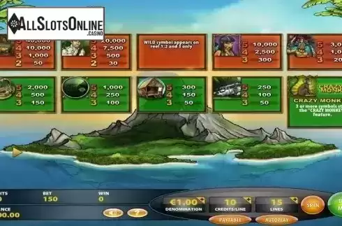 Paytable. Mystic Island from IGT