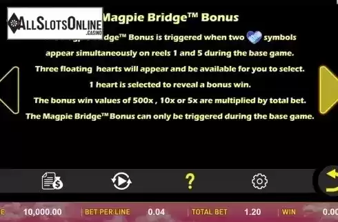 Paytable 3. Magpie Bridge from Aspect Gaming