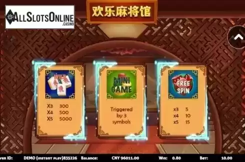Paytable 1. Mahjong House from Triple Profits Games