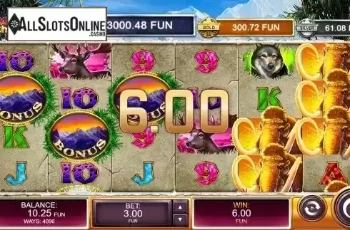 Free spins win screen. Mammoth Chase from Kalamba Games