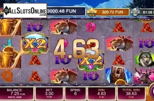 Free spins screen 3. Mammoth Chase from Kalamba Games
