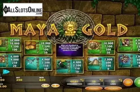 Paytable. Maya Gold (IGT) from IGT