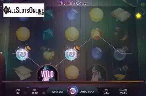 Win Screen. Merlin's Tower from Mascot Gaming