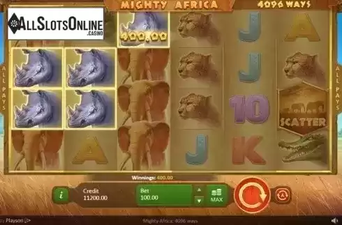 Win Screen. Mighty Africa from Playson