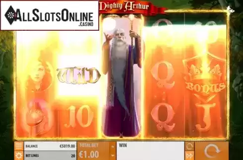 Win Screen . Mighty Arthur from Quickspin