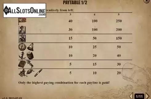 Paytable 2. Moby Dick (RTG) from RTG