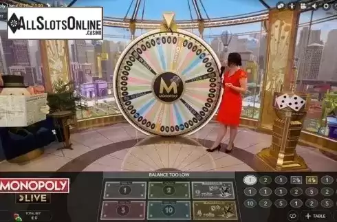 Game Screen. Monopoly Live	 from Evolution Gaming