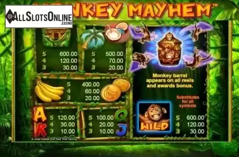 Paytable 1. Monkey Mayhem from Merkur