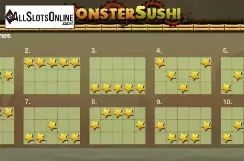 Paytable 1. Monster Sushi from Thunderspin