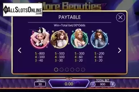 Paytable 1. More Beauties from Dragoon Soft
