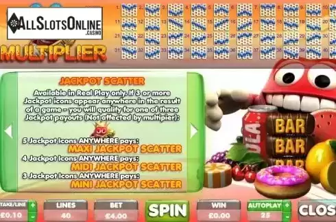 Paytable 2. Mr Multiplier from Big Time Gaming
