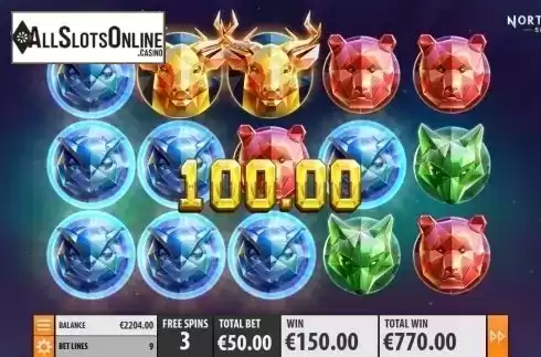 Free Spins Low Win screen. Northern Sky from Quickspin