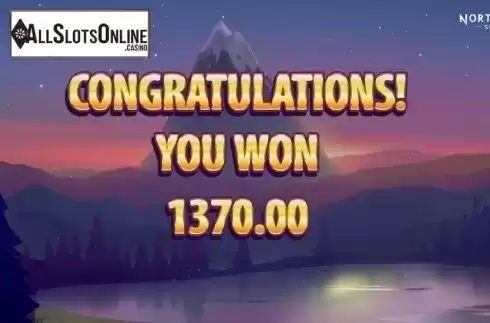 Free Spins Win Presentation screen. Northern Sky from Quickspin