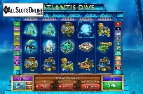 Game Workflow screen. Atlantis Dive from GamesOS