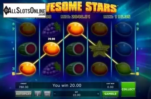Win screen 1. Awesome Stars from Greentube