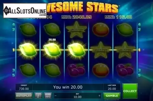 Win screen 2. Awesome Stars from Greentube