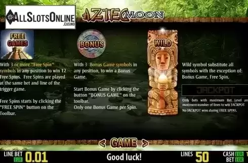 Paytable 2. Aztec Moon HD from World Match