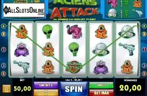 Win Screen . Aliens Attack from iSoftBet