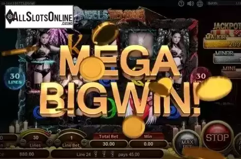 Mega Big Win Screen . Angels & Demons from SimplePlay