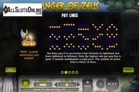 Paytable 2. Anger Of Zeus from X Line