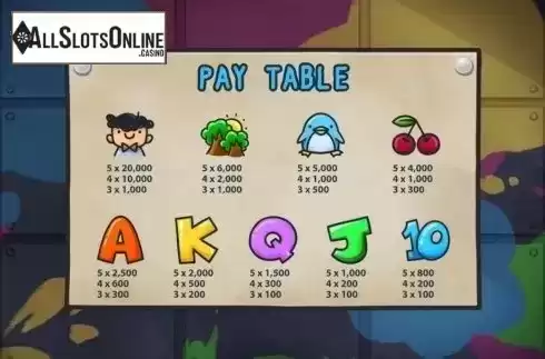 Paytable. Artist Studio from KA Gaming