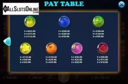 Paytable. Bubble Double from KA Gaming