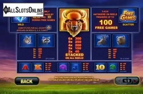 Paytable. Buffalo Blitz from Playtech