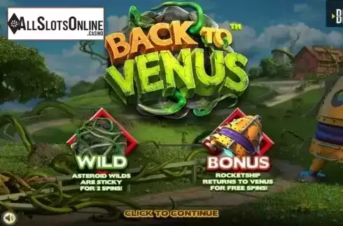 Start Screen. Back To Venus from Betsoft