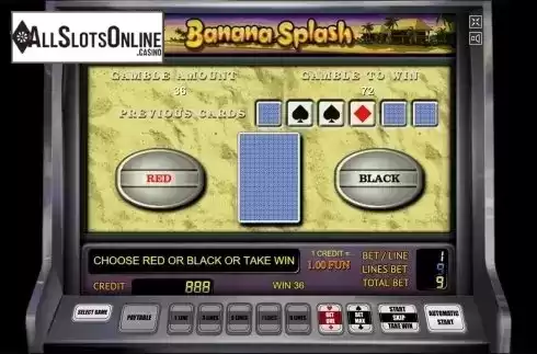 Gamble win screen. Banana Splash from Novomatic