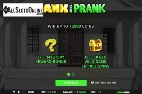 Screen 1. Bank or Prank from StakeLogic