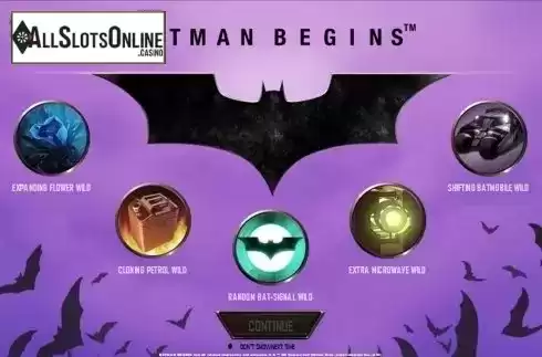 Intro Game screen. Batman Begins from Playtech