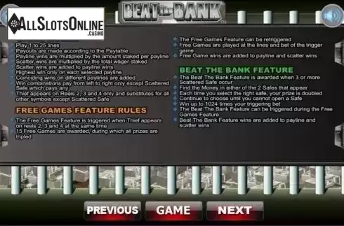 Screen3. Beat The Bank from Wager Gaming