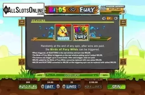 Free Spins 2. Birds of Fury from RTG