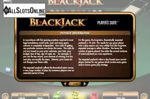 Info. Blackjack (IGT) from IGT