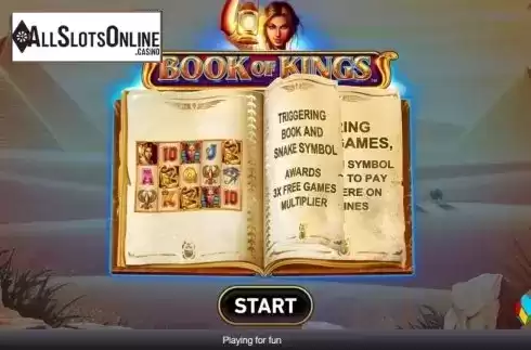 Start Screen. Book Of Kings from Rarestone Gaming