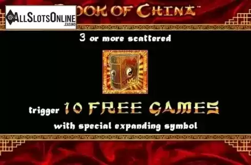 Free Spins Awarded. Book of China from Novomatic