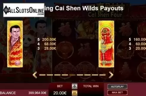 Paytable 2. Cai Shen Four from Gamatron