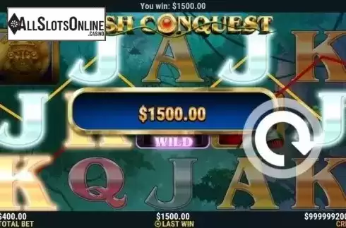 Win Screen. Cash Conquest from Slot Factory