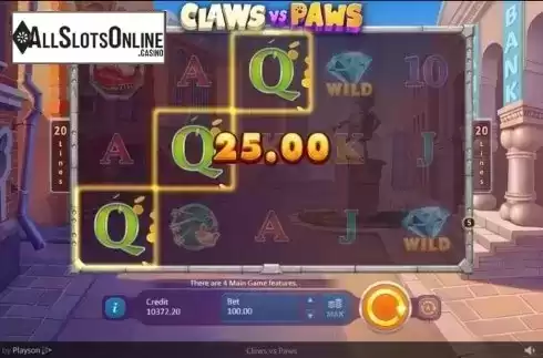 Win screen. Claws vs Paws from Playson