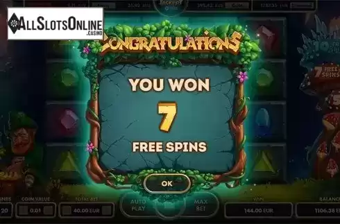 Free spins intro screen. Clover Stones from NetGame